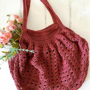 Crochet Market bag pdf pattern & VIDEO TUTORIAL for its texture, crochet bag pdf, Crochet market bag, English pdf, crochet bag