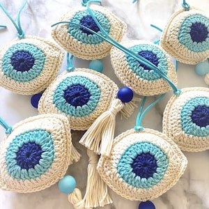 Crochet Evil Eye Decoration and a FREE VIDEO tutorial for all the stages
