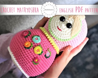 Crocheted Embroidered  Matryoshka Pattern, crochet matryoshka pdf, pdf matryoshka, PDF instant download, crochet doll, Crochet pdf pattern