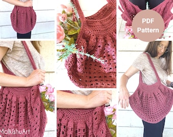 Crochet Market bag pdf pattern & VIDEO TUTORIAL for its texture, crochet bag pdf, Crochet market bag, English pdf, crochet bag