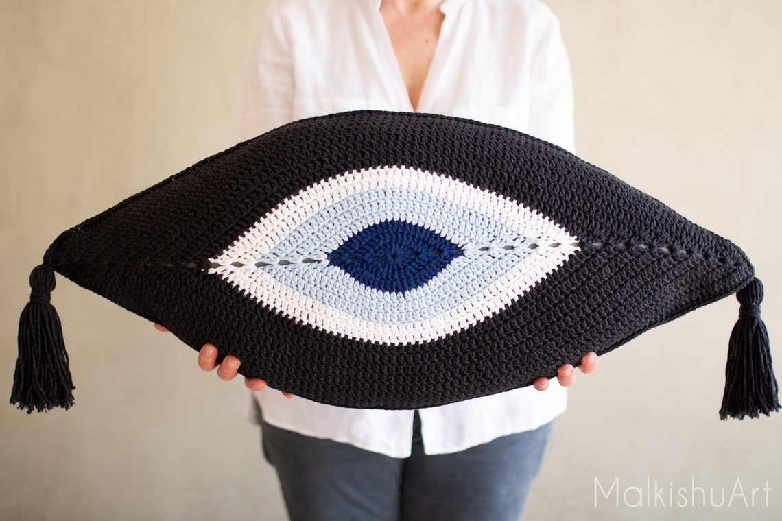 Crochet Evil Eye Pillow Cushion Cover & Sewed Pillow Patterns Etsy