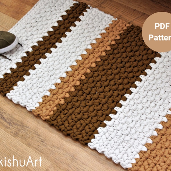Rectangular stripes rug pattern, Crochet pdf pattern, crochet rug pdf, pdf rug, PDF instant download , rectangular mat, rectangular carpet