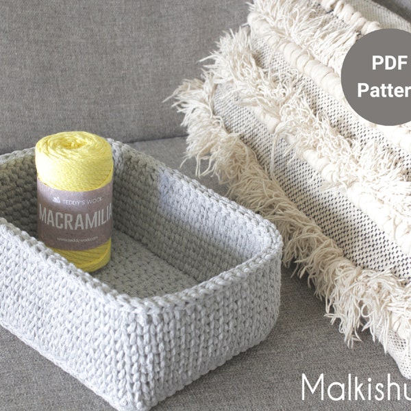 Crochet rectangular basket pattern, Crochet pattern, instant download, crochet basket pdf, DIY basket, crochet storage basket