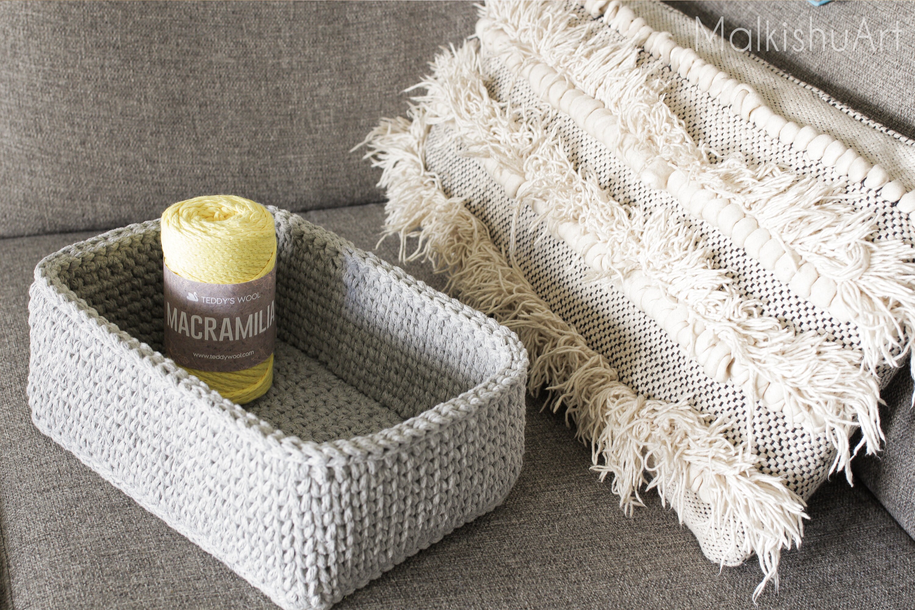 Crochet rectangular basket pattern Crochet pattern instant Etsy