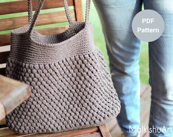 Chen's Crochet bag pattern & a video tutorial for its base and 2 first side rounds, crochet tote bag pdf,