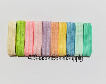 10 Yards - Colori pastello Tema FOE - Primavera - Grab Bag - Elastico solido - 5/8" FOE - Elastico pieghevole - Elastico lucido - Fascia - Fai da fai da tè