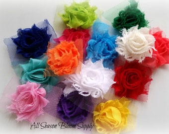 Grab Bag - 1.5" - Petite Shabby Flowers - Solid Shabby Flower - Shabby flower - Chiffon flower - Shabby chic - Shabby rose