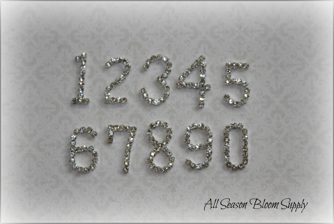 Numbers Crystal Rhinestone Buttons, Rhineston Button, Acrylic ...