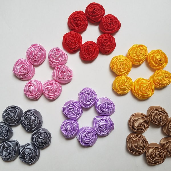 Set of 3 New Style! Satin Multilayer Rolled Rosettes, Rose Flowers, Satin Rose,Hair Accessories 1.5" Flowers, Rosettes, DIY, Headband