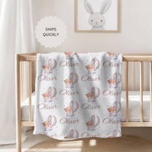 Custom Baby Name Soft Fleece Peronalized Baby Blanket Trendy Teddy Bear Baby Shower Gift Expecting Mama Gift Baby Boy Name Blanket 30&quot;x40&quot;