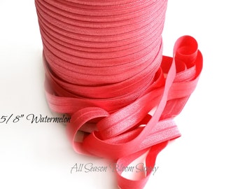 NEU!  5/8" Wassermelonen Foldover Elastisch, Fold Over Elastisch, FOE, Foldover Elastisch, Glänzend Elastisch, Elastischer Bulk Stock, Stirnband, DIY