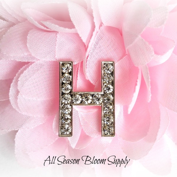 Letter "H" Crystal Rhinestone Button - Rhinestone Button - Acrylic Rhinestone -  23 mm