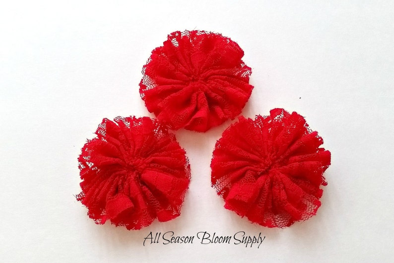 Ballerina Lace Collection Flower Lace Flower 2.8-3 Ciffon Flower DIY -Headband Lace Flower Red Accessory Fabric Flower