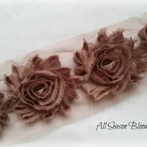 Shabby rose trim, Chanterelle Color, Shabby flower, Shabby trim, Chiffon flower, Shabby chic.