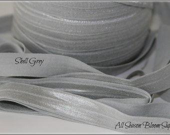 NEW!  5/8" Shell Grey Foldover Elastic, Fold Over Elastic,  FOE,  Foldover Elastic, Shiny Elastic, Selling elastic by yards, Headband, DIY
