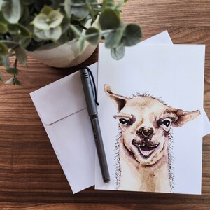 Ensemble de cartes de correspondance lama, aquarelle, cadeau pour maman, adorable personnage, cadeau pour amoureux des animaux, art fantaisiste, décoration mignonne, design minimaliste