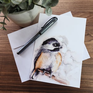 Ensemble de cartes de correspondance mésange, aquarelle, cadeau pour maman, personnage adorable, cadeau pour amoureux des animaux, art fantaisiste, décoration mignonne, design minimaliste