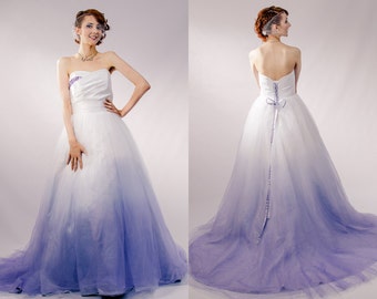 blue dip dye wedding dress