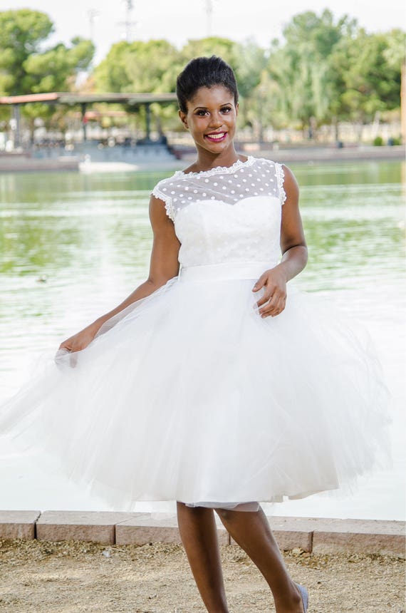 Polka Dot Retro Wedding Dress Short Wedding Dress Pinup Etsy