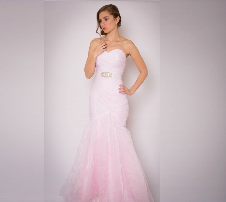 pink dip dye wedding dress
