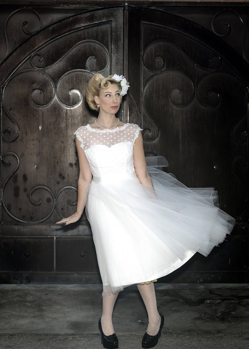 Short Polka Dot Wedding Dress