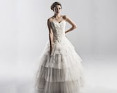 Dentelle et Tulle robe de mariée sans bretelles en blanc ou ivoire - robe de mariée Couture