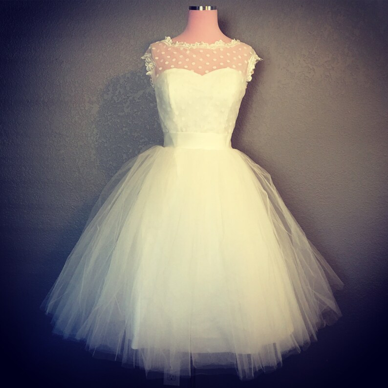 Pinup Polka Dot Short Wedding Dress White or Ivory Wedding - Etsy