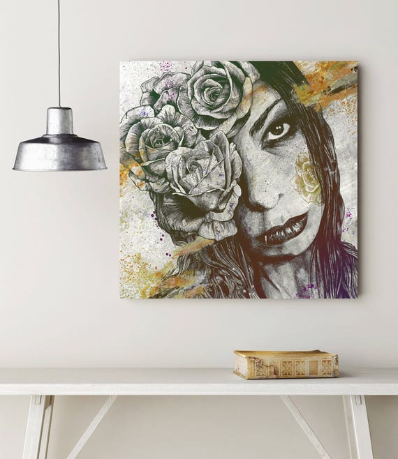 Beautiful Gothic Winter Rose Giclee Canvas Wall Decoration Picture