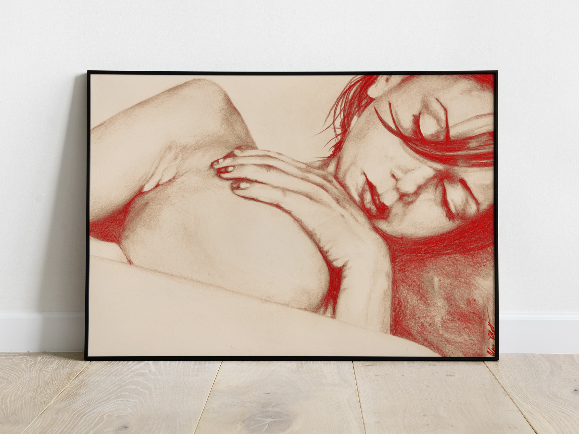 Sleeping Naked Woman Portrait Erotic Poster Sexy Wall Art Giclée Art Print  on Lustre Photo Paper Nude Female Body Figurative Art - Etsy