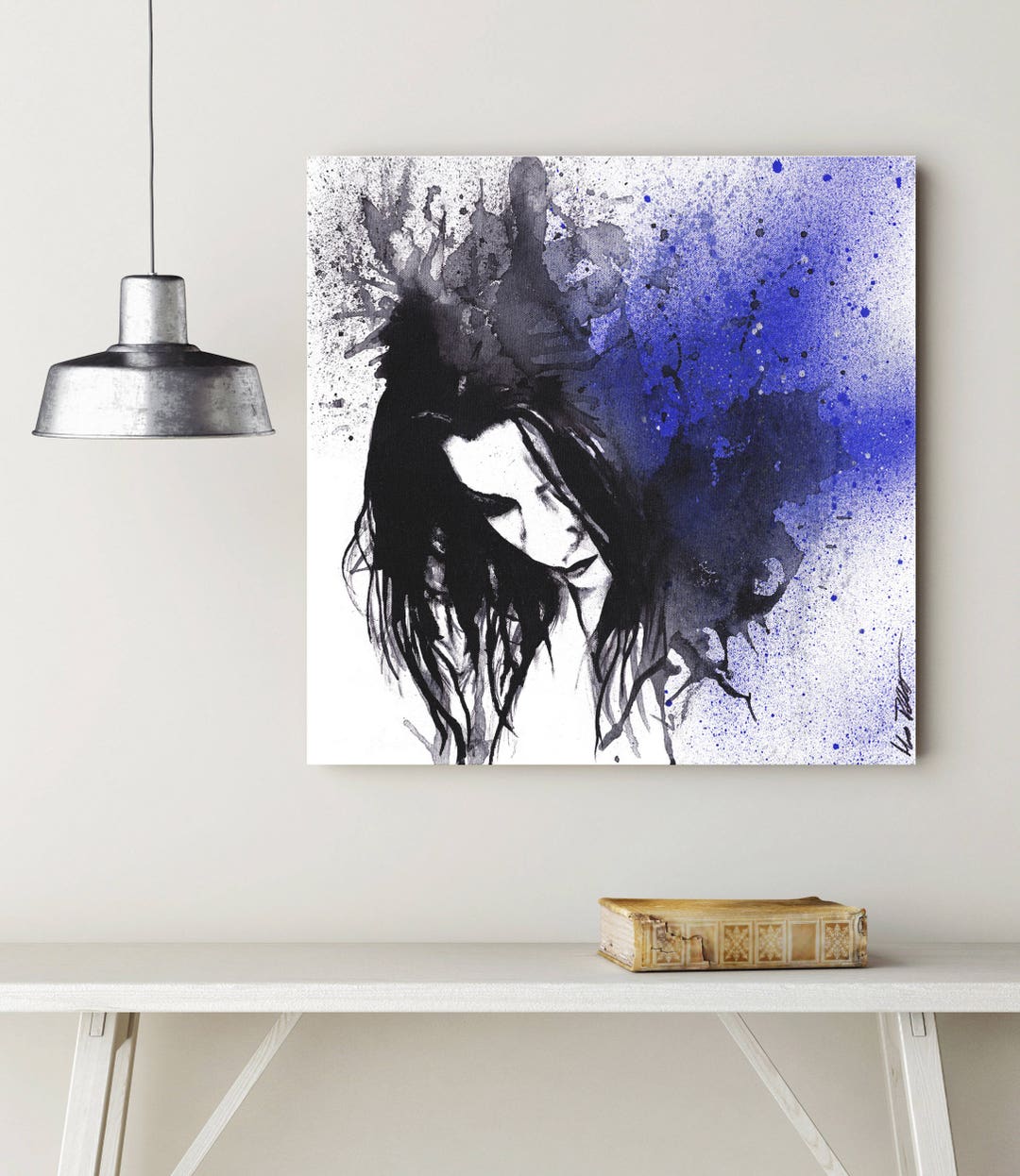Sad Woman Painting Stretched Canvas Print Street Art Female Portrait ...