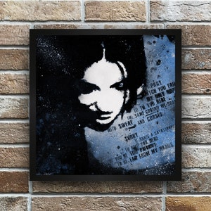 Graffiti female portrait poster • Giclée fine art print • Spray paint painting street art wall art • Typography text art print