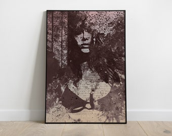 Giclée art print graffiti poster • Mysterious woman painting • Female silhouette wall art • Dark woman shadow street art poster • Modern art