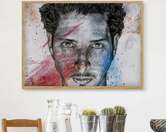 Chris Cornell portrait street art poster • Seattle grunge wall art • Soundgarden fans giclée art print poster • Chris cornell drawing art