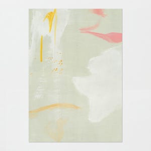 Dipinto astratto rosa giallo e verde • Quadro colori chiari • Dipinto acrilico minimalista • Espressionismo astratto • Arredo arte moderna