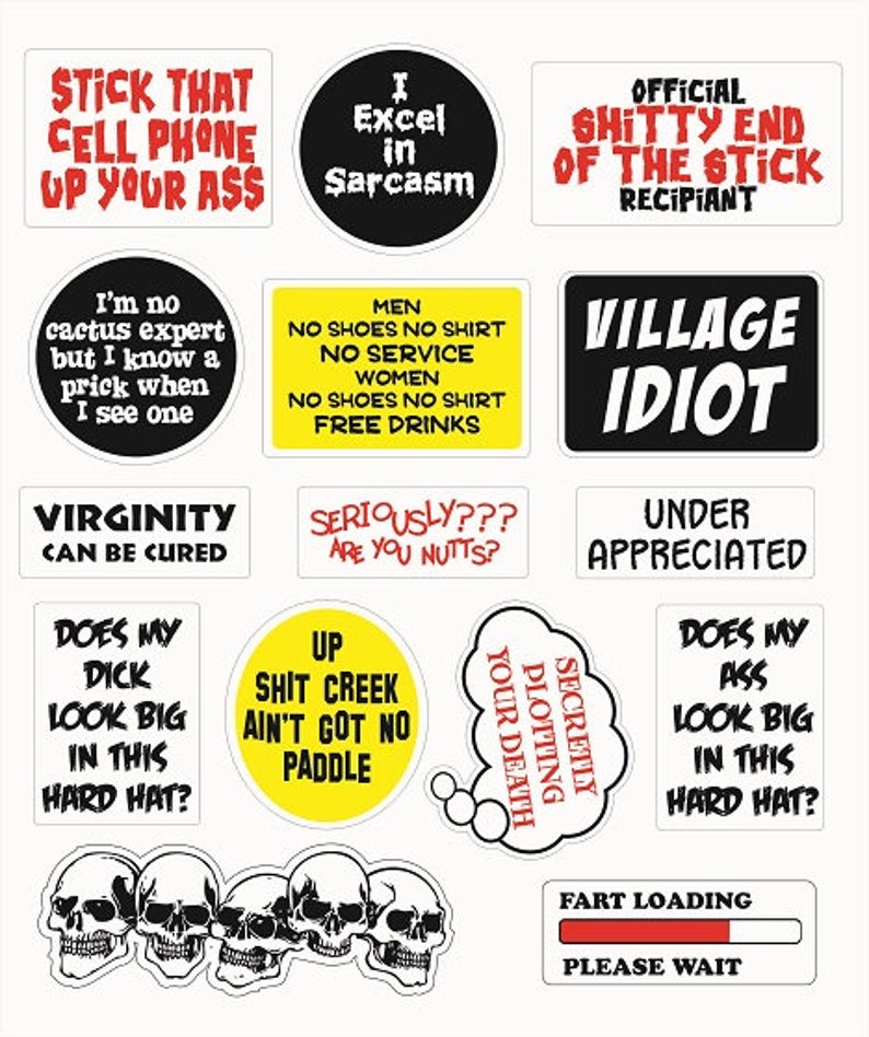 Crude FUNNY 15 Hard HAT Decals Stickers Outdoor/indoor Lockers Etsy