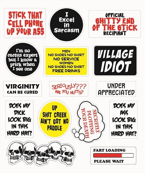 Crude Funny 15 Hard Hat Decals Stickers Outdoor Indoor Lockers Etsy