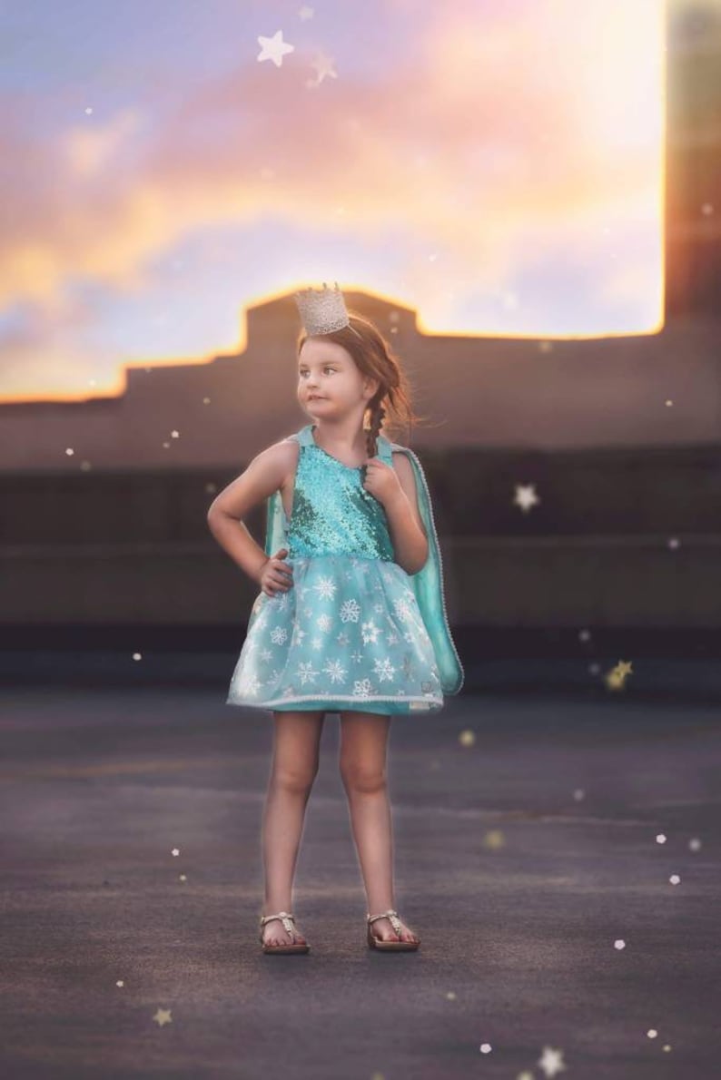 inspired dress Frozen Elsa inspired outfit w Cape birthday outfit Frozen inspired Romper no ears