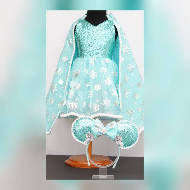 inspired dress Frozen Elsa inspired outfit w Cape birthday outfit Frozen inspired Romper no ears