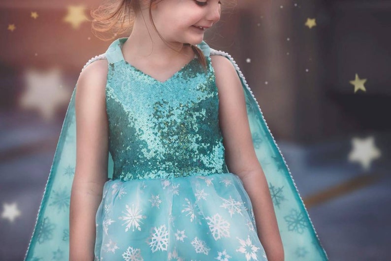 inspired dress Frozen Elsa inspired outfit w Cape birthday outfit Frozen inspired Romper no ears