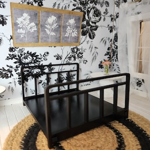 Dollhouse Miniatures Wrought Iron Bed Kit, black, modern miniature furniture, 1:12 scale