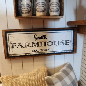 Dollhouse Miniatures sign, FARMHOUSE, customizable, home decor, miniature sign, dollhouse accents, 1:12 scale, wall decor