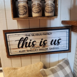 Customizable Dollhouse Miniature &quot;This Is Us&quot; Sign - 1:12 Scale