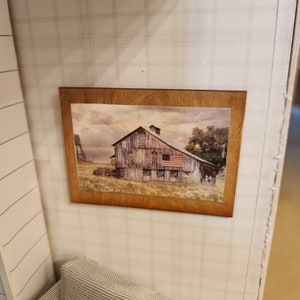 Dollhouse Miniatures sign, Barn with Flag, home decor, miniature sign, dollhouse accents, 1:12 scale, wall decor