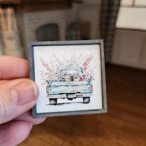 Dollhouse Miniatures sign, FLORAL TRUCK, home decor, miniature sign, dollhouse accents, 1:12 scale, wall decor