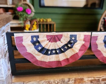 1:12 Scale Patriotic Bunting | Miniature American Flag Decor | Patriotic Fourth of July Tiny Home Accessory