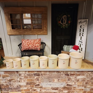 1:12 Scale Miniature Red Wing Crock – Vintage Tan Stoneware Accent