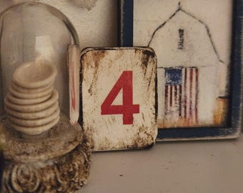 Dollhouse Miniatures 4th of July Wood Sign, Farmhouse Decor (1:12 Scale)