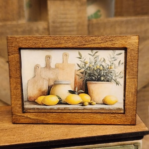 Dollhouse Miniatures sign, LEMON KITCHEN PRINT, home decor, miniature sign, dollhouse accents, 1:12 scale, wall decor