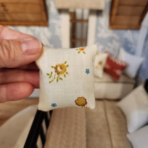 Dollhouse Miniatures Accent Pillow, FLORAL, dollhouse decorations, miniature pillows, 1:12 scale