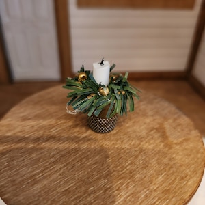 Dollhouse Miniatures Christmas Candleholder, dollhouse decorations, vintage, primitive, Christmas, 1:12 scale